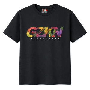 GZKN - Kaos Pria Lengan Pendek Hitam | Leaf Maple